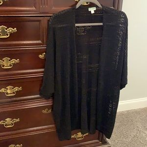 Medium Black short sleeve long cardigan sweater